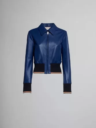 Marni Leather Jackets Marni o1srvl11e0624 Leather Jacket in Blue