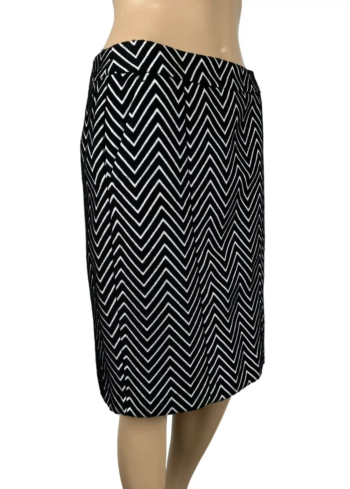 MAX&Co. Midi Skirts MAX&Co. Max&Co Pencil Skirt Zigzag Striped Wool-Polyester size US4 Black