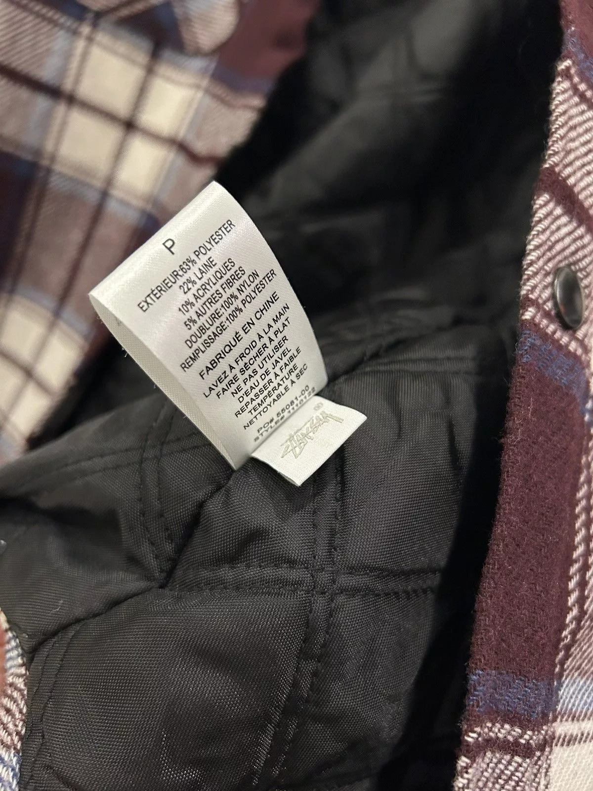 Stussy Light Jackets Stussy Quilted Plaid Wool Jacket Brown