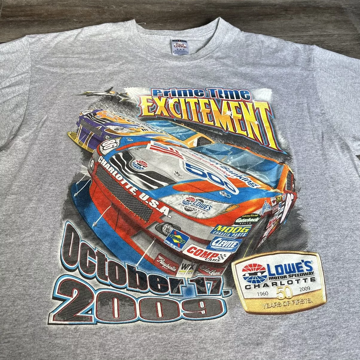 Chase Authentics Short Sleeve T Shirts Chase Authentics × NASCAR × Vintage Vintage 2000s NASCAR Prime Time Excitement Graphic Logo Tee Gray