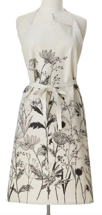 Black Botanical Apron
