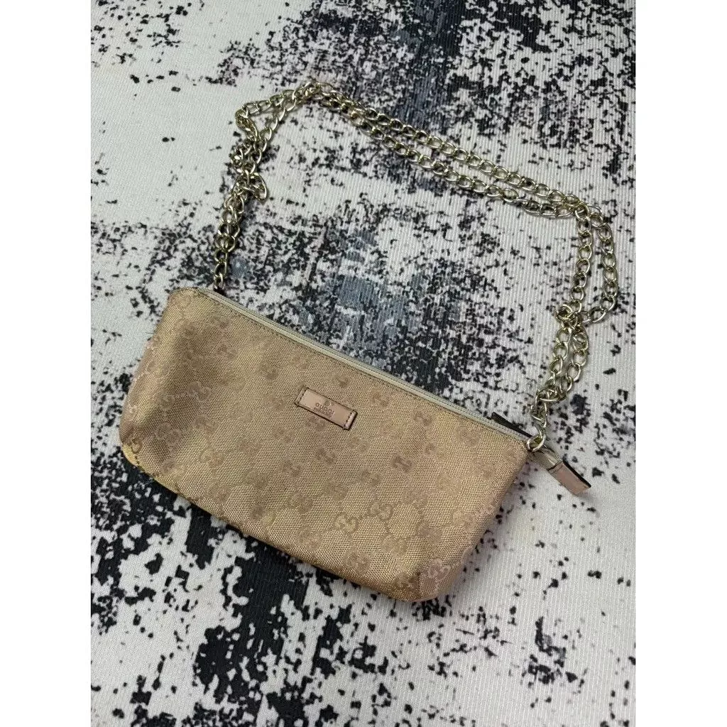 Gucci Shoulder Bags Gucci GG Pochette Monogram Bag Beige