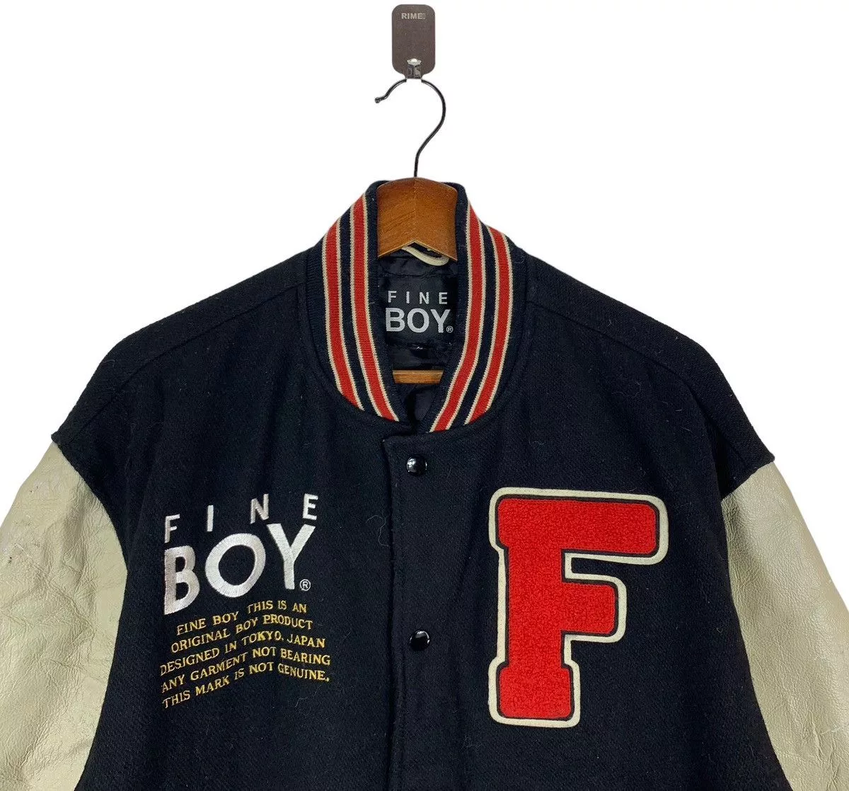 Other Bombers Other VINTAGE FINE BOY VARSITY SNAP BUTTON BOMBER JACKET Black