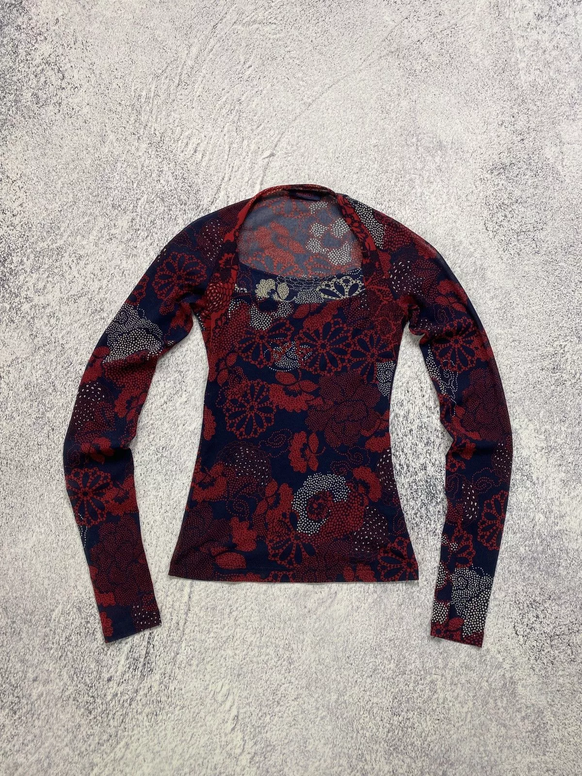 Kenzo Blouses Y2K Kenzo Jeans Paris Flowers Print Mesh Top Longsleeve Multi Luxury
