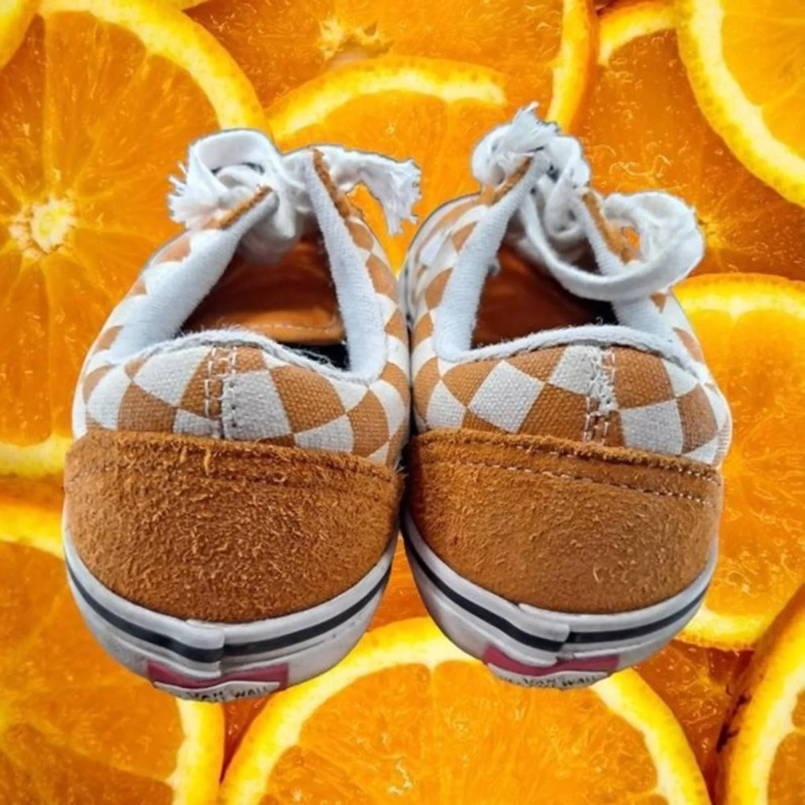 Vans Low Top Sneakers Vans Pro Sneakers Orange and White Check Size 5