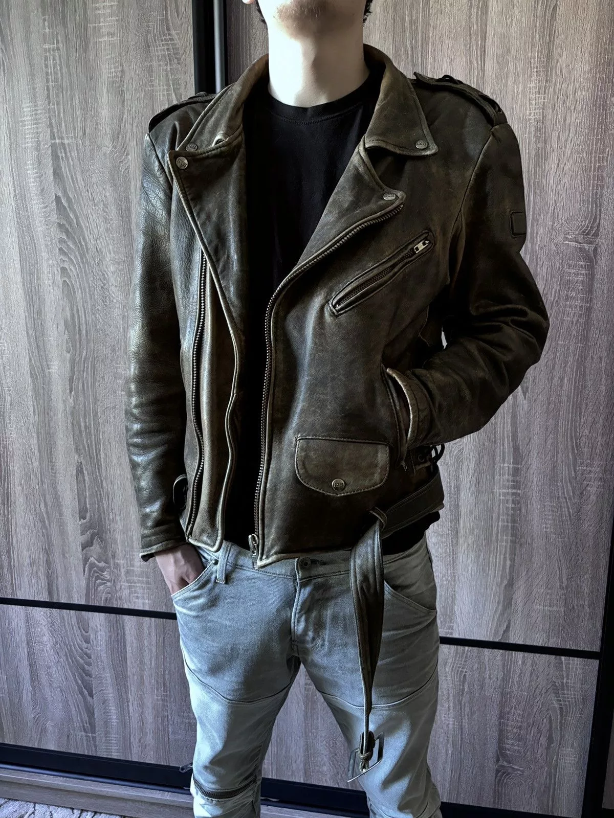 Genuine Leather Leather Jackets Genuine Leather × Vintage IXS Vintage 90s RARE WASHED DISTRESSED LEATHER JACKET Brown