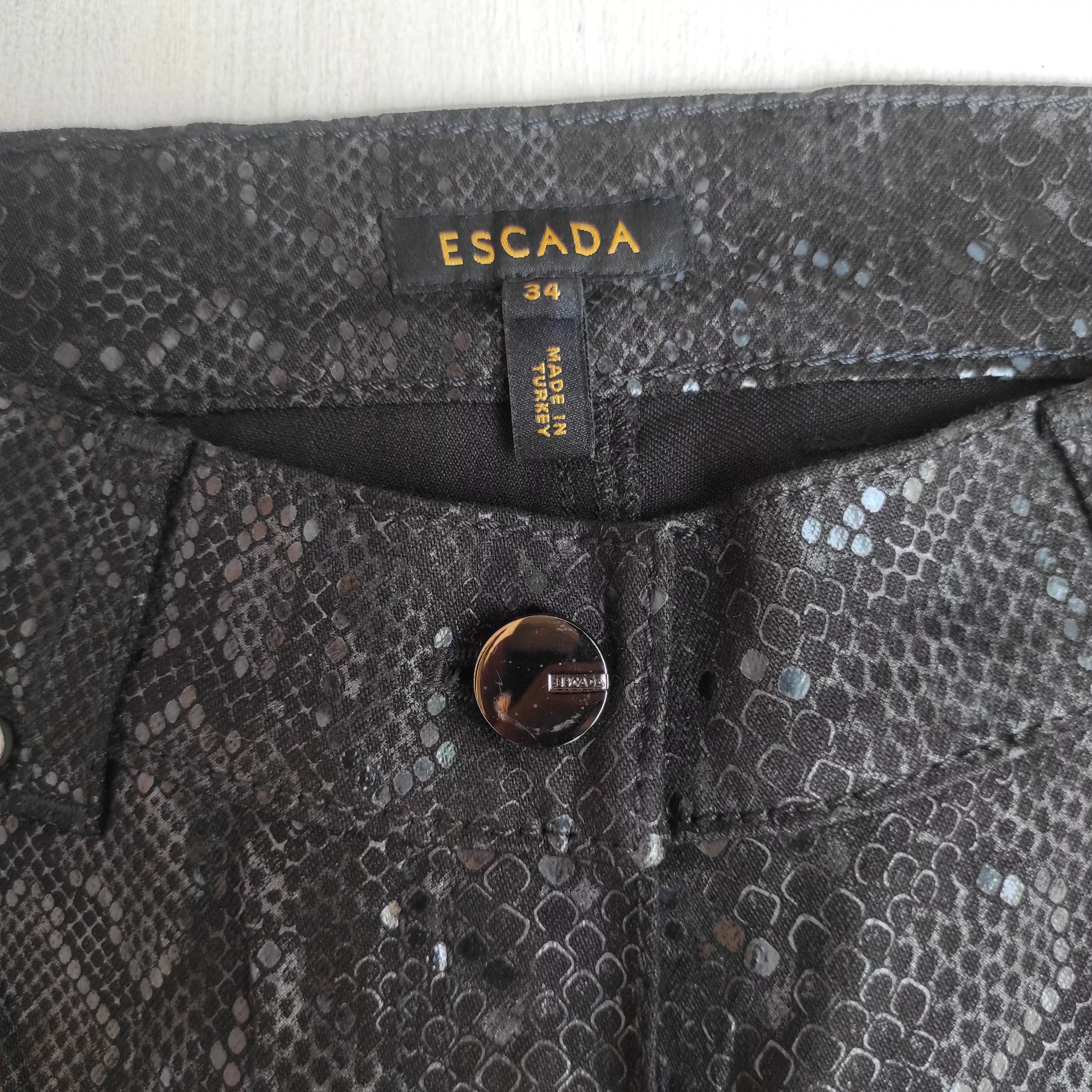 Designer Pants Designer × Escada Escada Python Pants Black Snake Print Sexy Designer