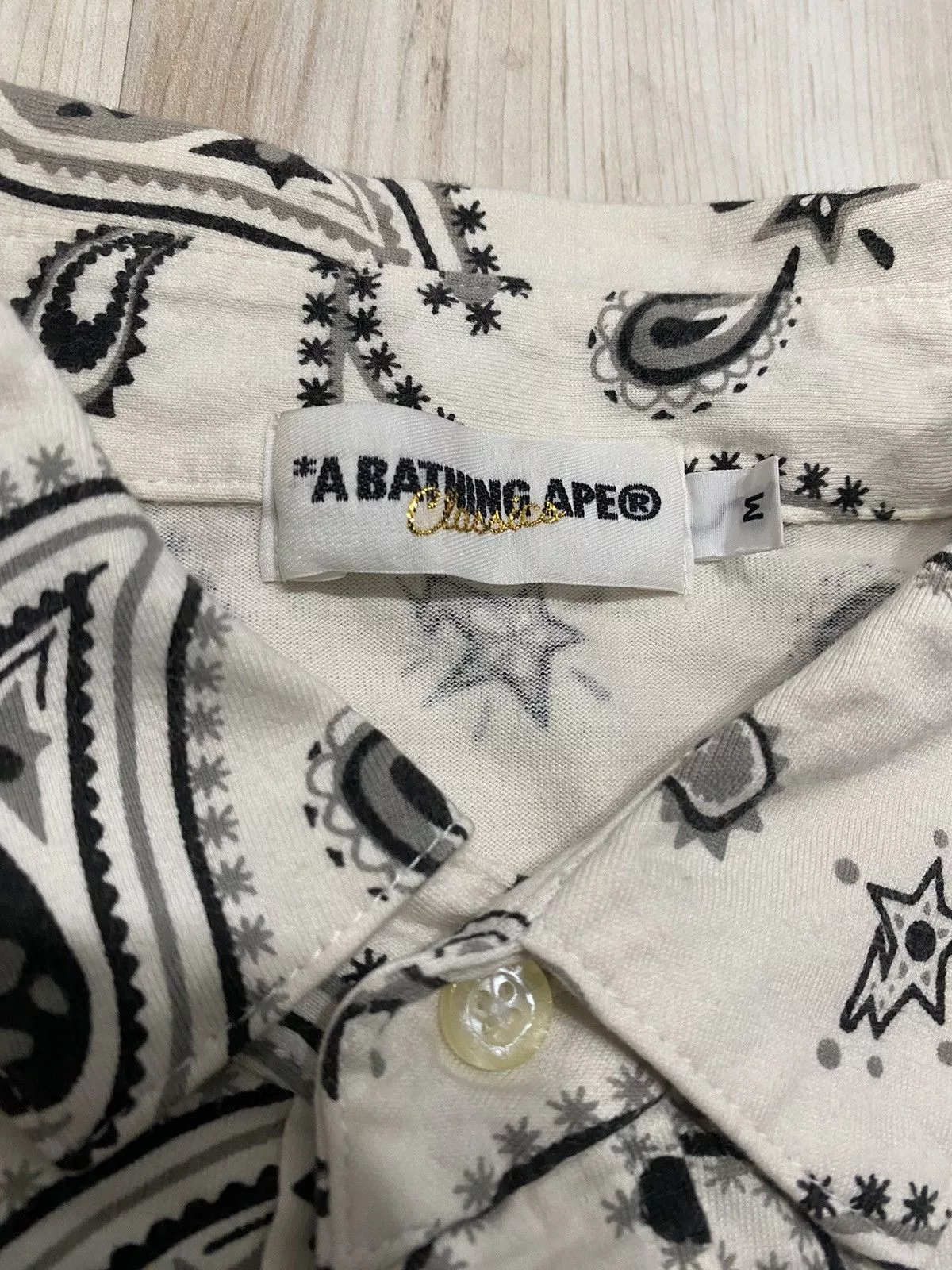 Bape Shirts Button Ups Bape Paisley Button Up S/S Shirt White