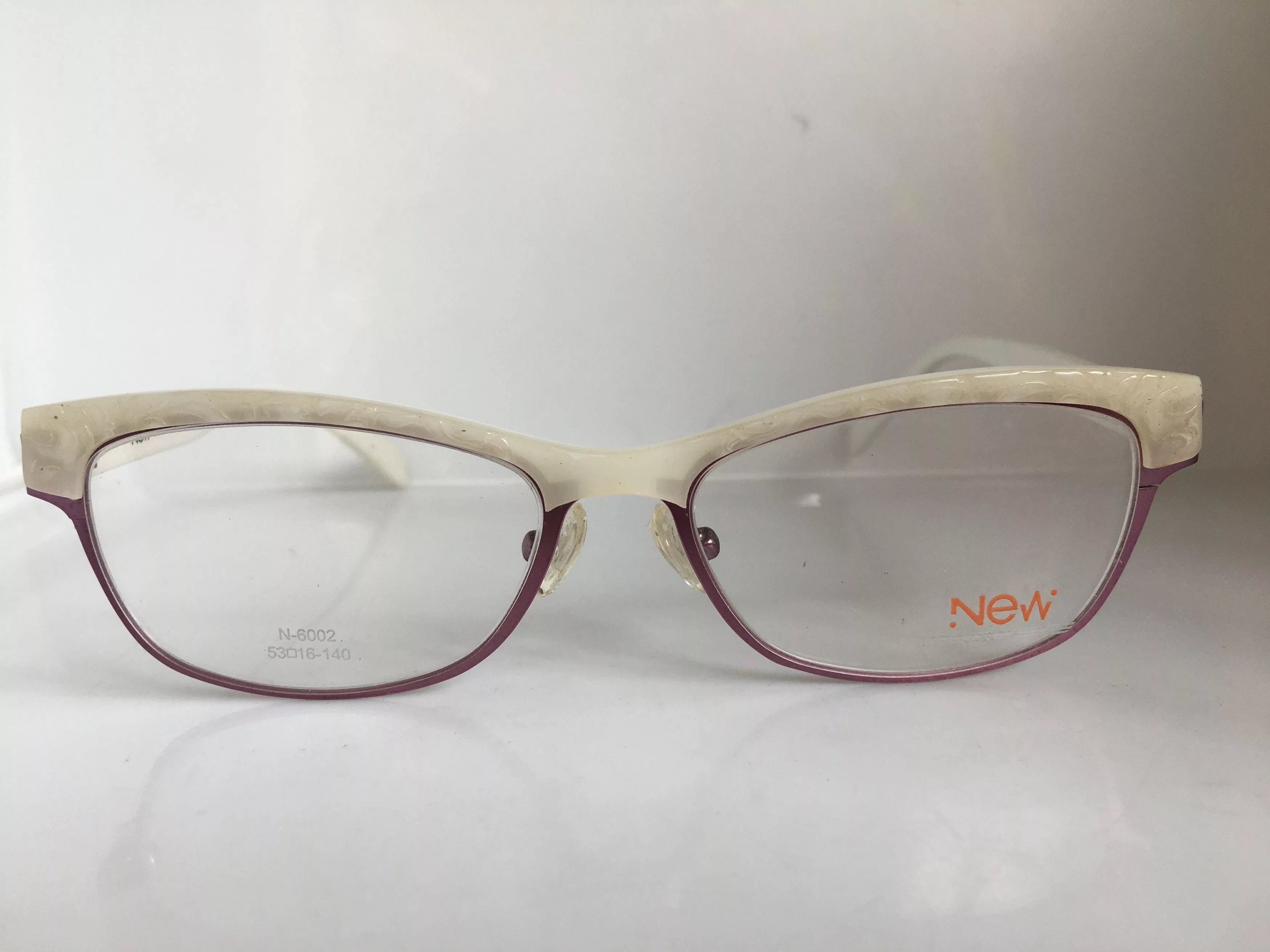 Other Glasses Other New N-6002 Ivory Purple Malcolm Cateye Eyeglasses Frame Multi