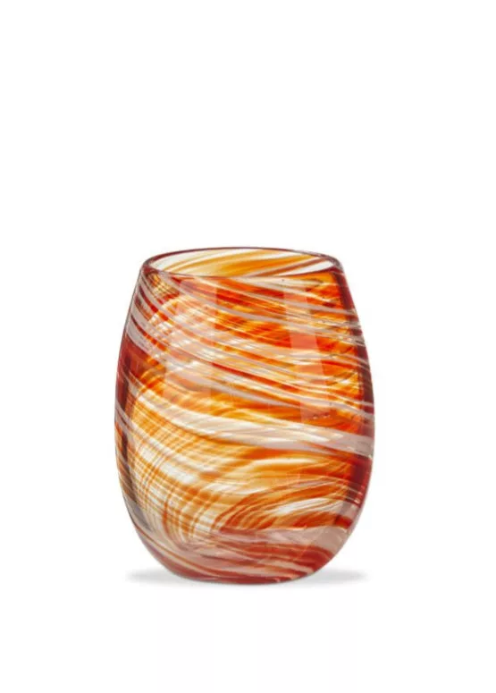 Swirl Stemless Wine Glass - Orange
