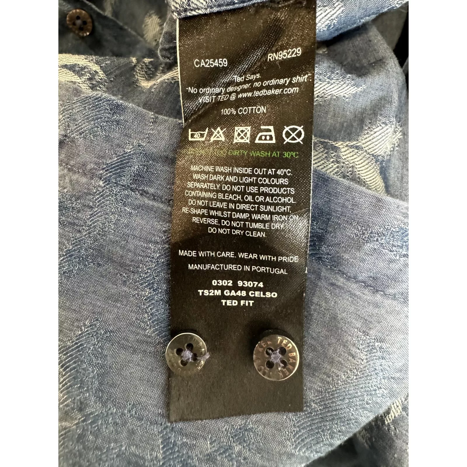 Ted Baker Shirts Button Ups Ted Baker Blue Button Down Shirt Contrast Chambray - Men 16