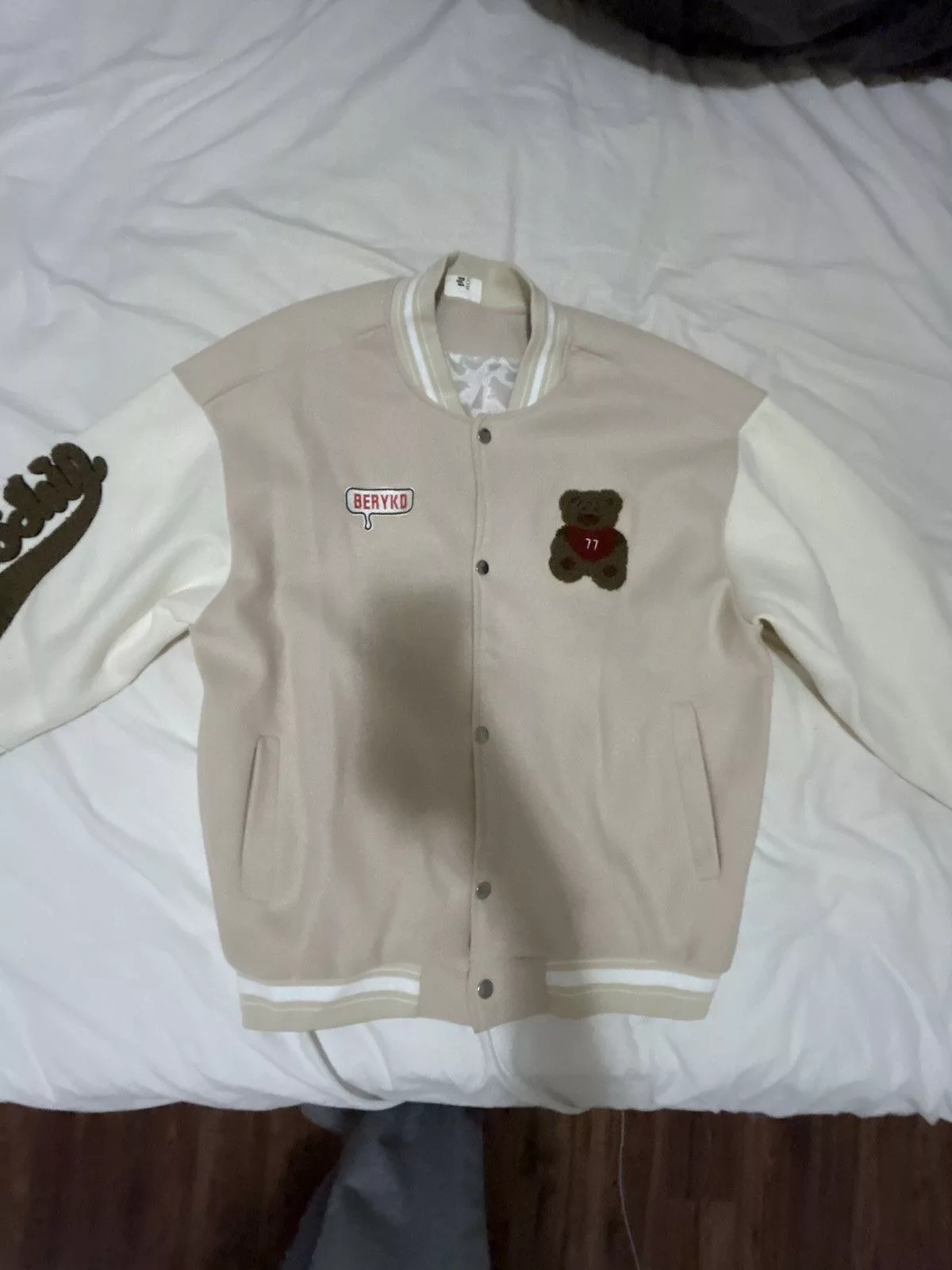 Vintage Bombers Vintage Beige embroidered varsity jacket
