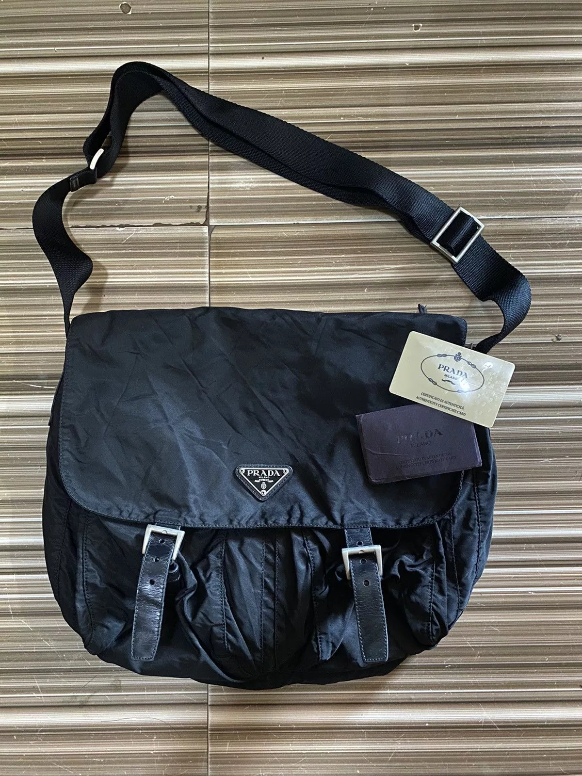 Prada Bags Luggage PRADA MESSENGER SLING BAG Black