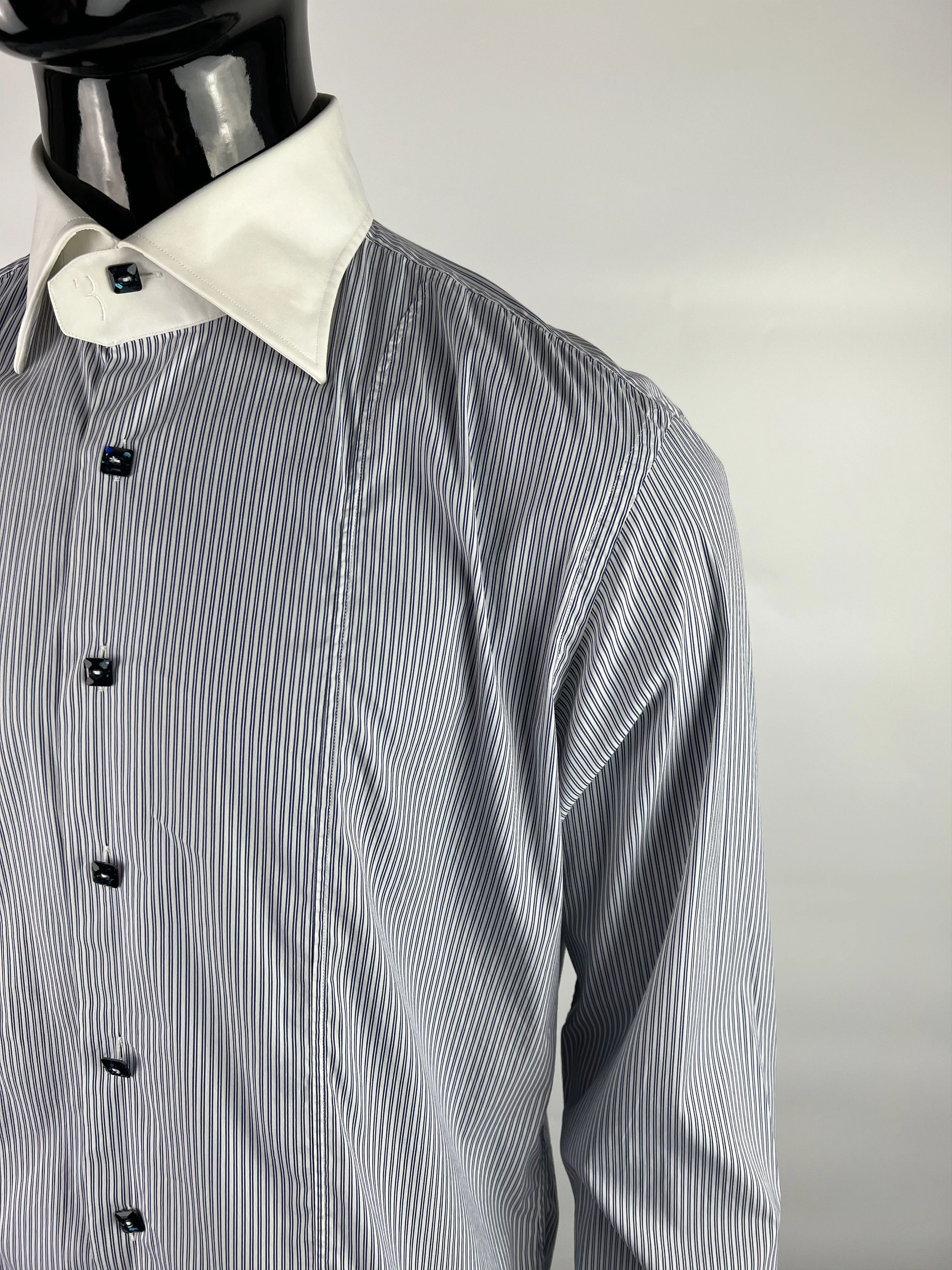 Billionaire Couture Shirts Button Ups Billionaire Couture Striped Cristal Button Up Shirt 18/45 White Vintage