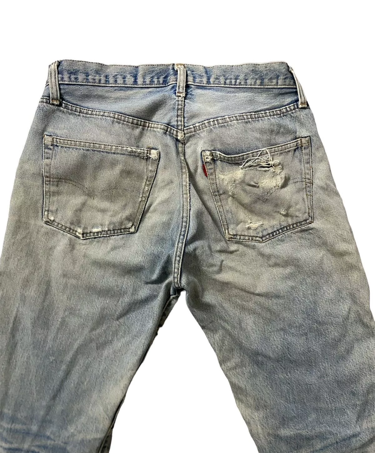 Levi's Denim Levi's × Vintage Vintage Thrashed Distressed Custom Levis Selvedge Button 6 Blue