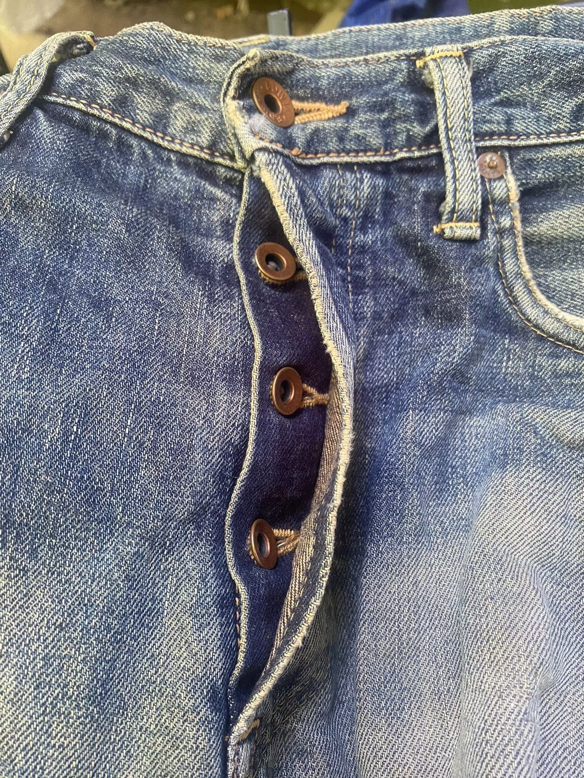 Edwin Denim Edwin × Vintage VINTAGE EDWIN 505x RED TAG DISTRESSED JEANS PANTS Blue