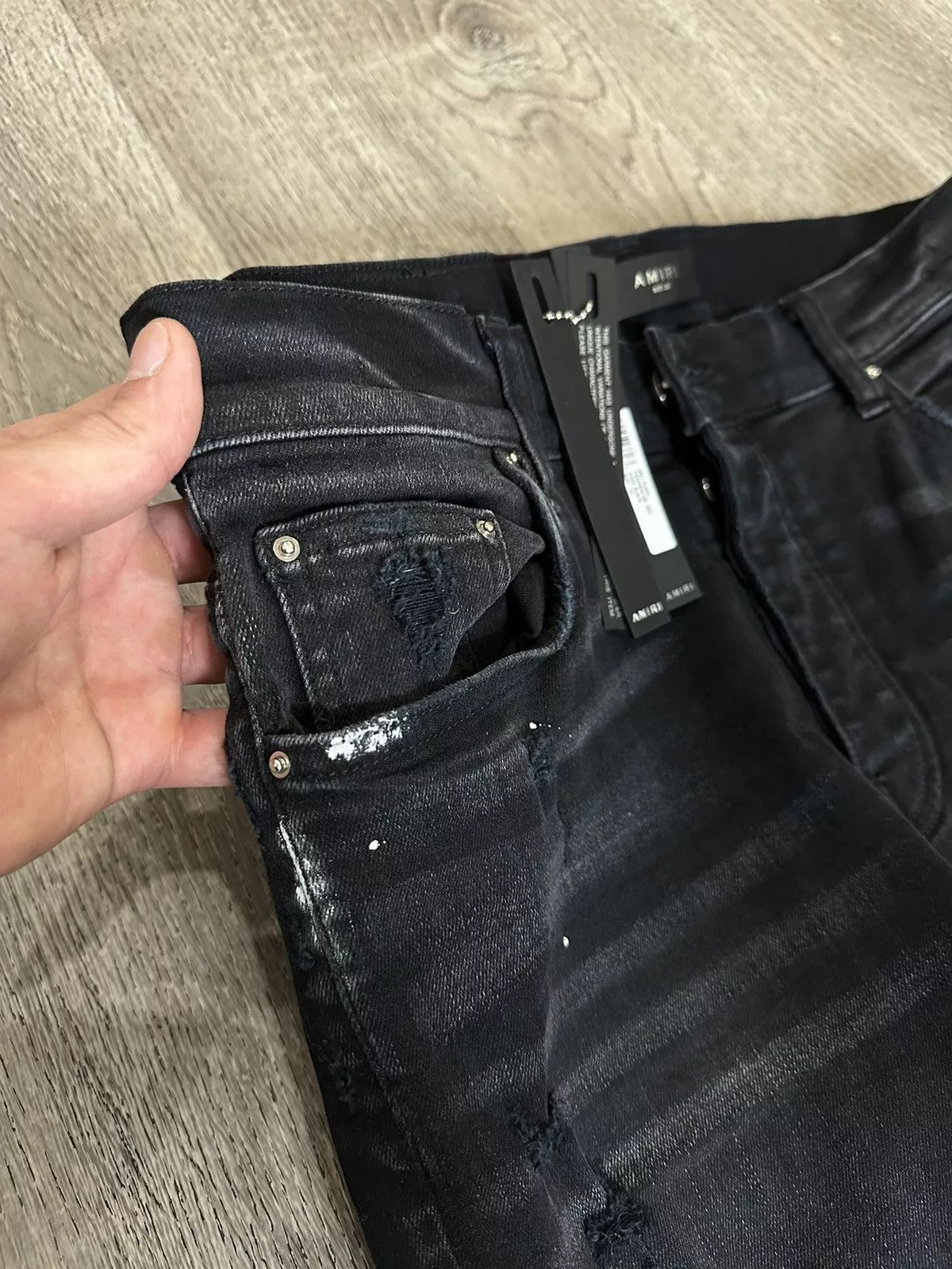 Amiri Denim Amiri MX1 Plaid Denim Aged Black