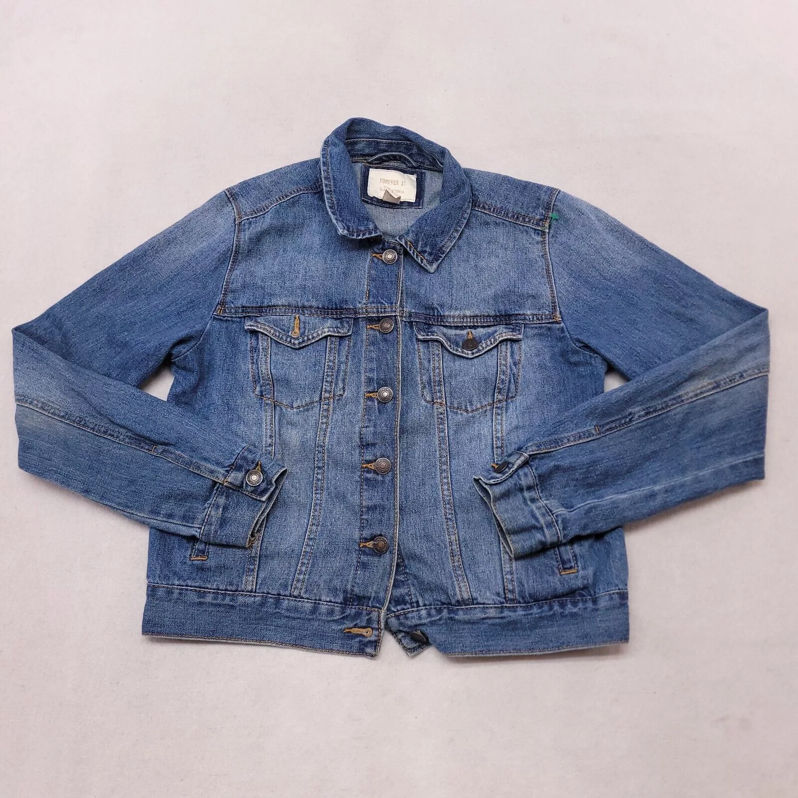Forever 21 Jackets Forever 21 Casual Button Up Denim Jean Jacket Womens Size M Blue