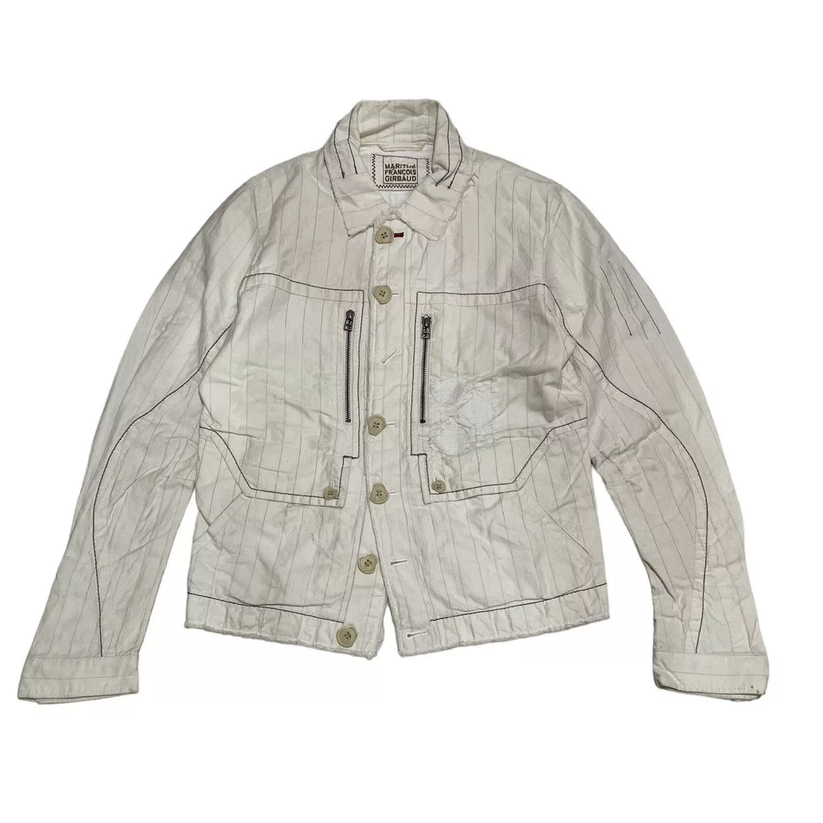Marithe + Francois Girbaud Denim Jackets Marithe + Francois Girbaud Marithe Francois Girbaud Distressed Jacket White