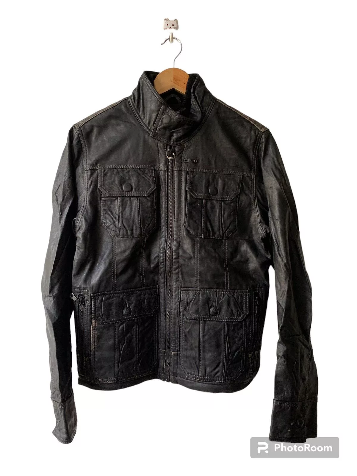 G-Star Leather Jackets G-Star G Star Raw 3301 Multipocket Leather Jacket Black