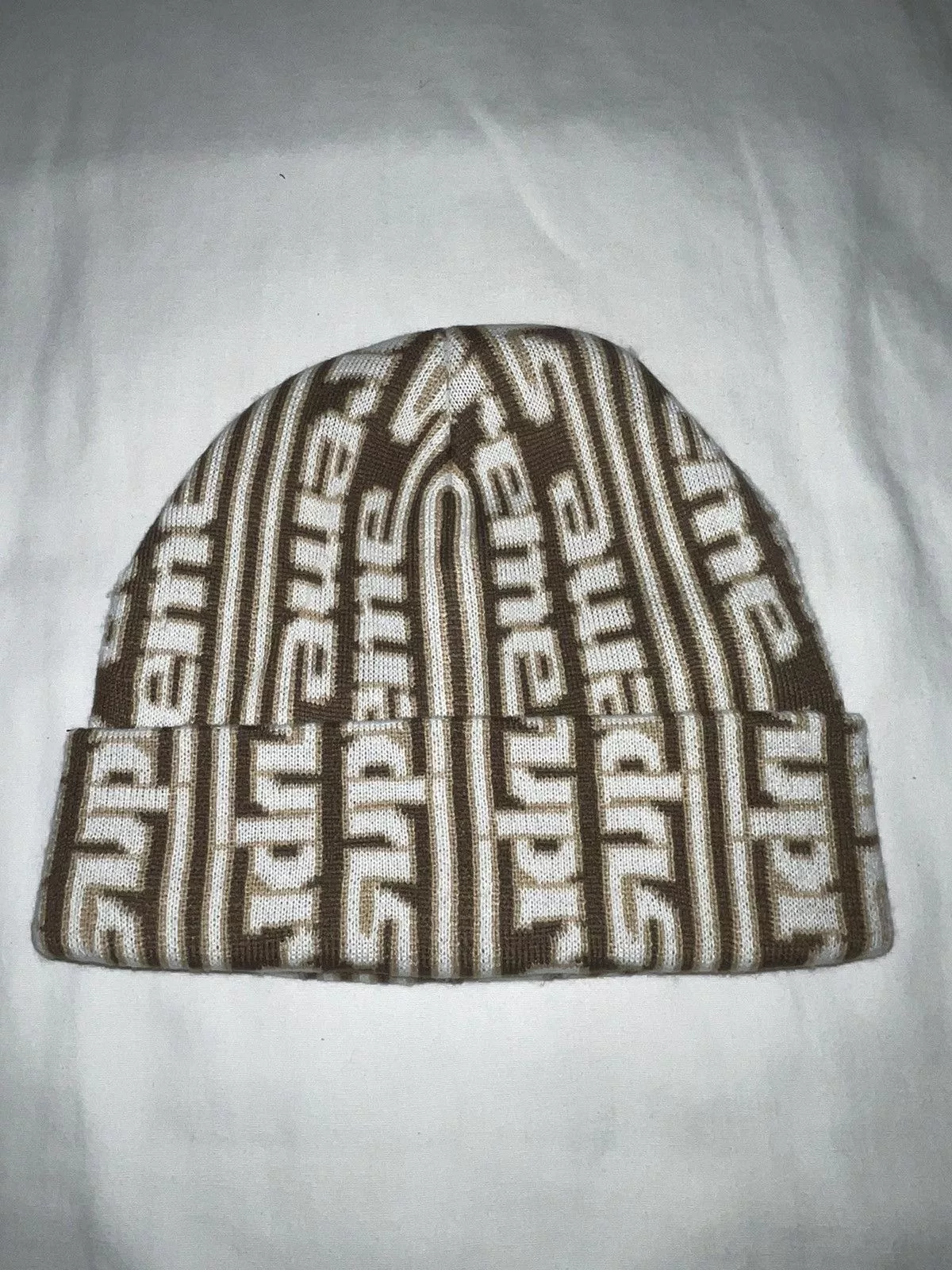 Supreme Hats Supreme Vertical Logo Beanie Brown