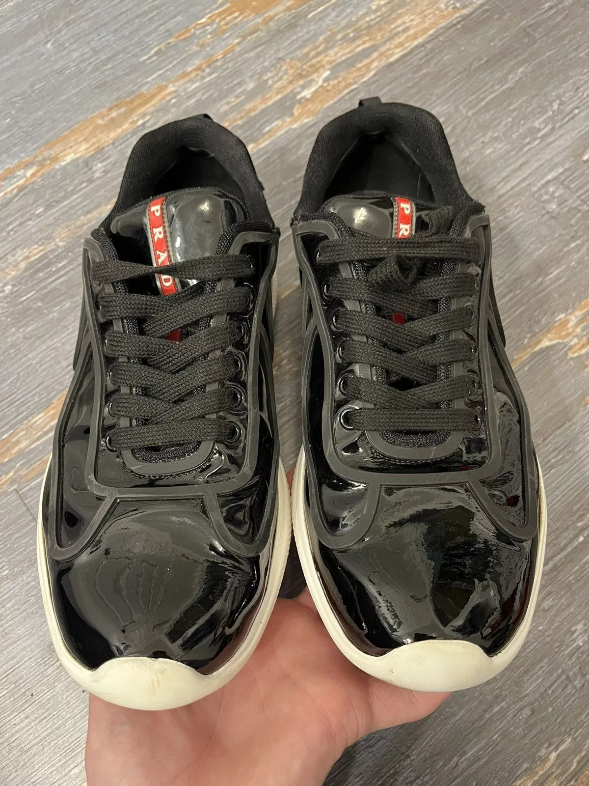 Prada Low Top Sneakers Prada Americas Cup Low Black Patent