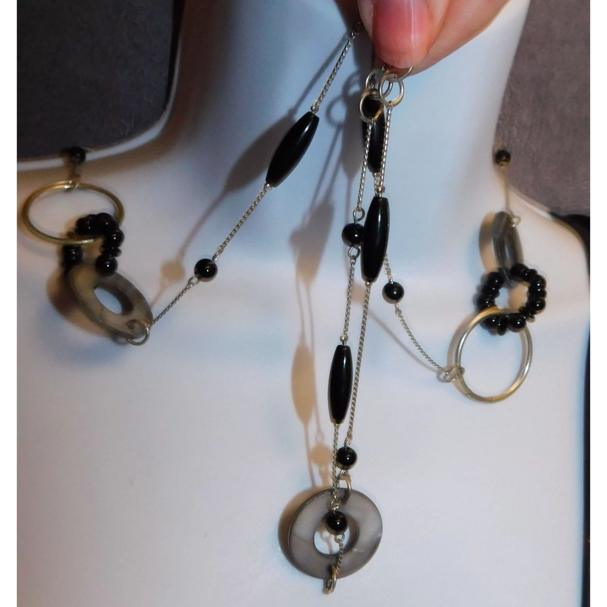 Other Necklaces Other Black And Silver Abstract Necklace Multi