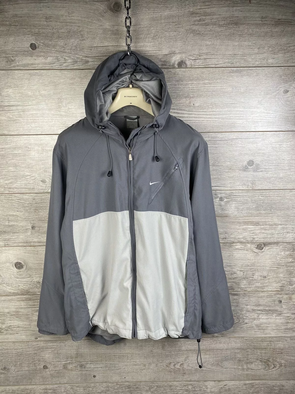 Nike Light Jackets Nike × Vintage Vintage Nike windbreaker with drawstring Y2K Gorpcore style Gray Streetwear