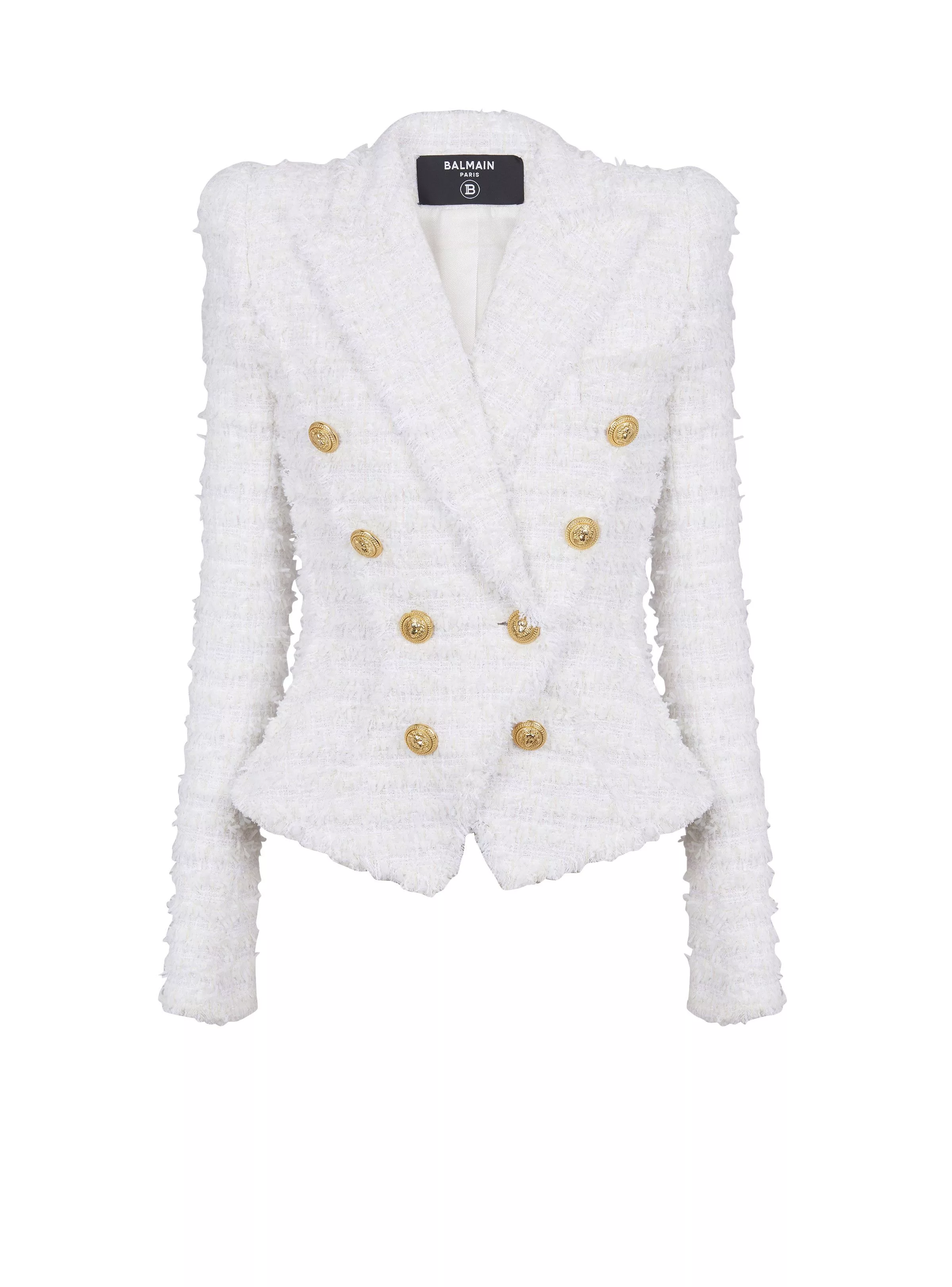 Balmain Blazers Balmain o1s1rm0624 Slim-Fit Tweed Jacket in White