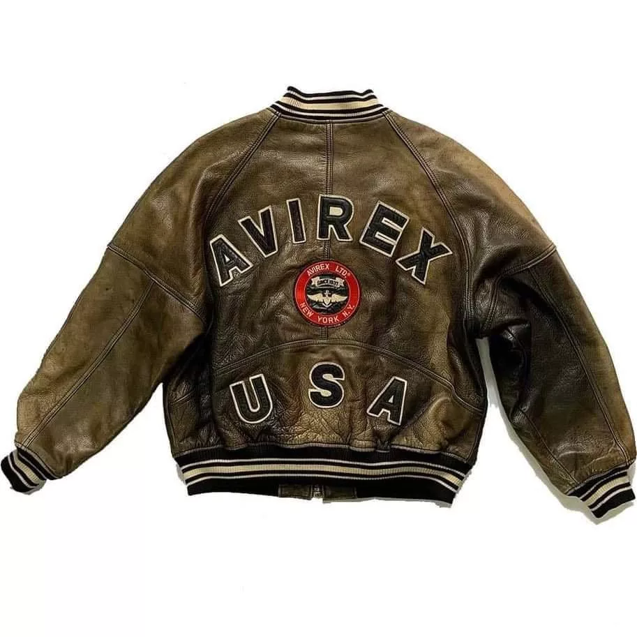 Avirex Leather Jackets Avirex 𝐀𝐕𝐈𝐑𝐄𝐗 𝐂𝐥𝐚𝐬𝐬𝐢𝐜 𝐋𝐞𝐚𝐭𝐡𝐞𝐫 𝐉𝐚𝐜𝐤𝐞𝐭 Brown