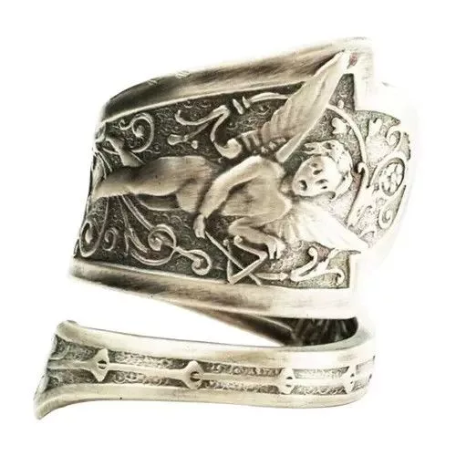 Jewelry Rings Jewelry × Vintage Adjustable Angel Music Carved Spoon Ring Black Streetwear