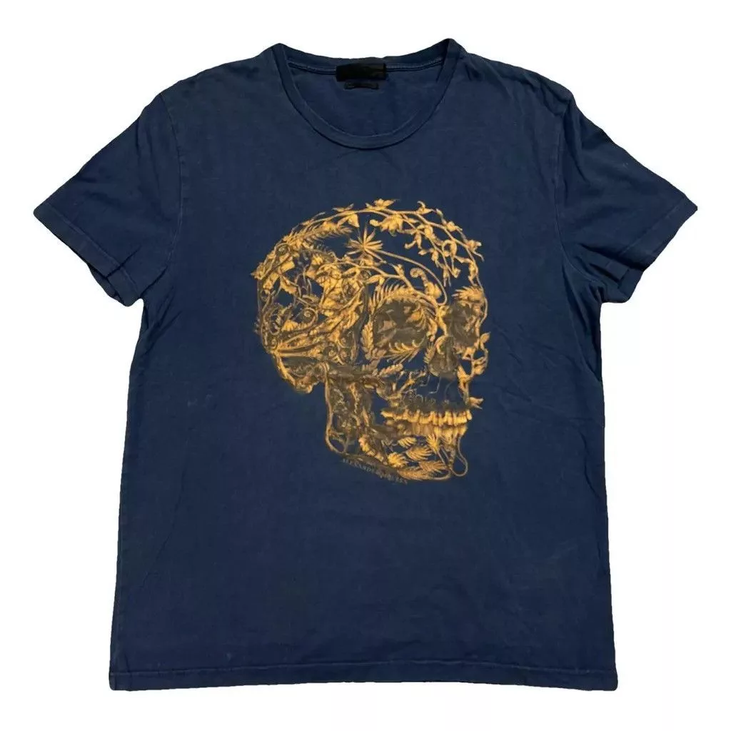 Alexander McQueen Short Sleeve T Shirts Alexander McQueen Tshirt Navy Size L Blue