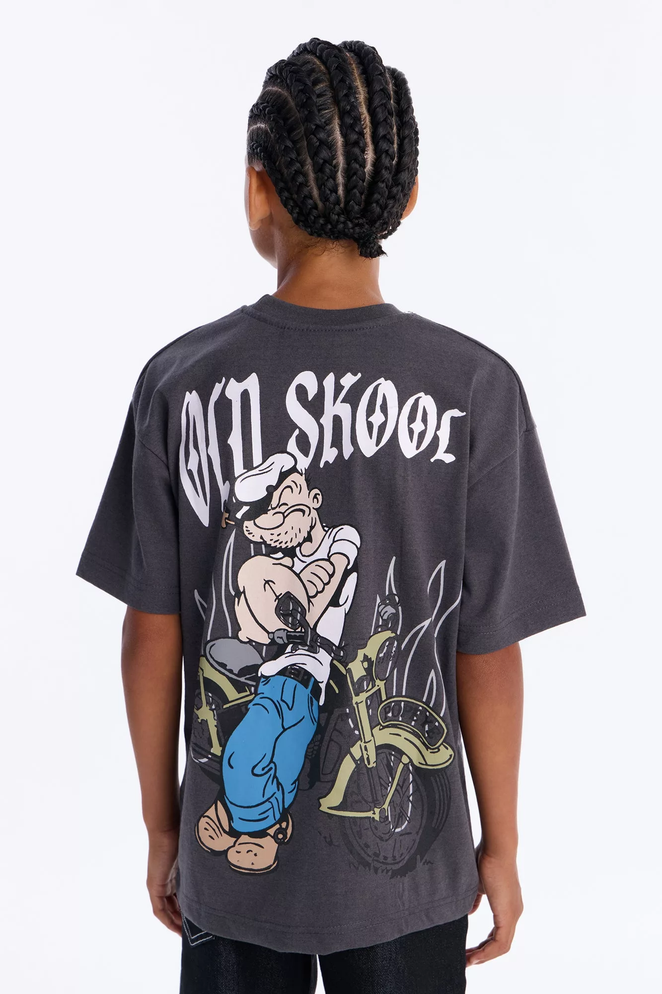 Mini Popeye Old Skool Short Sleeve Tee - Grey