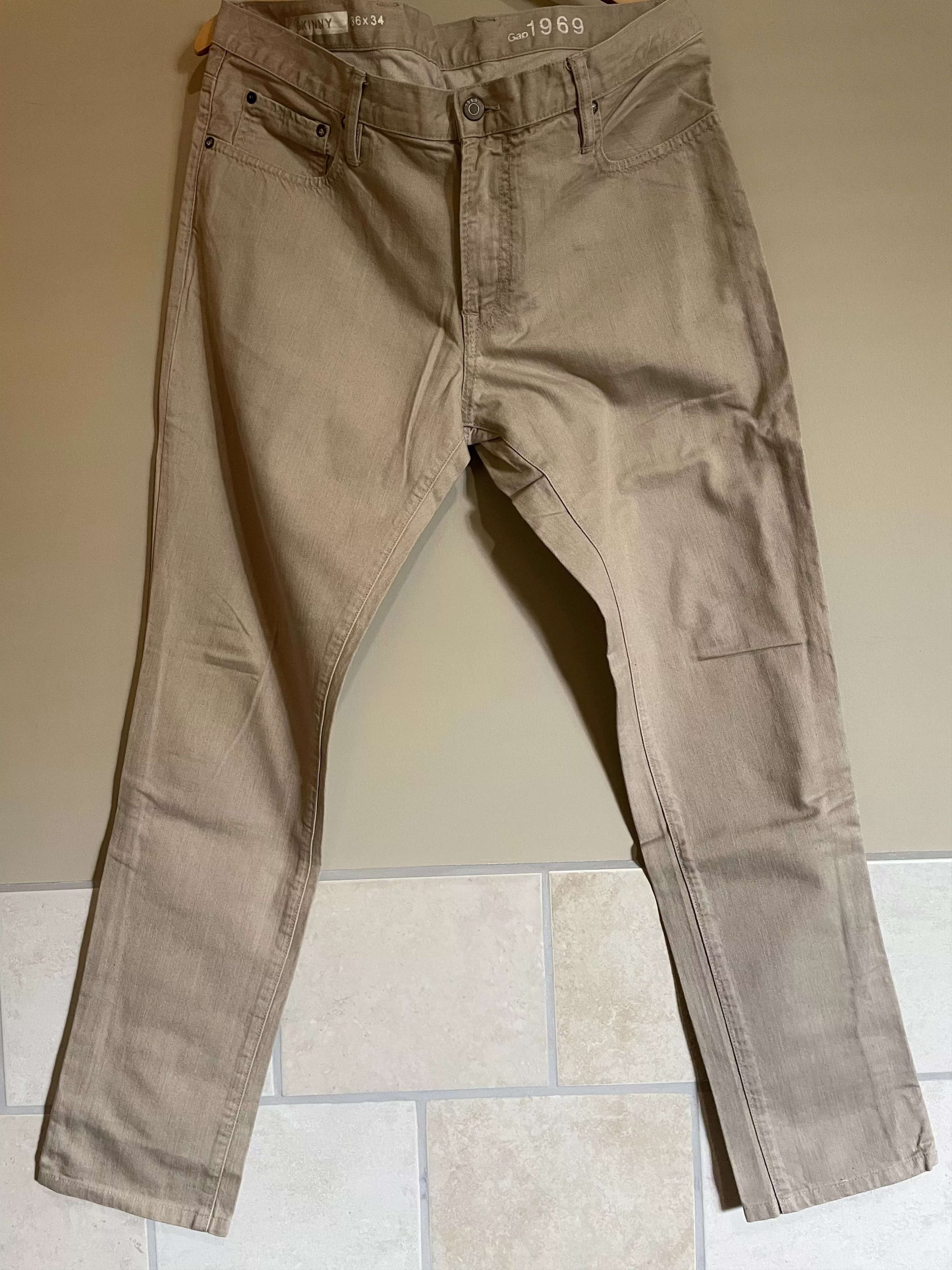 Gap Casual Pants Gap 1969 Tan Denim Slim Jeans, Men's 36x32 Brown