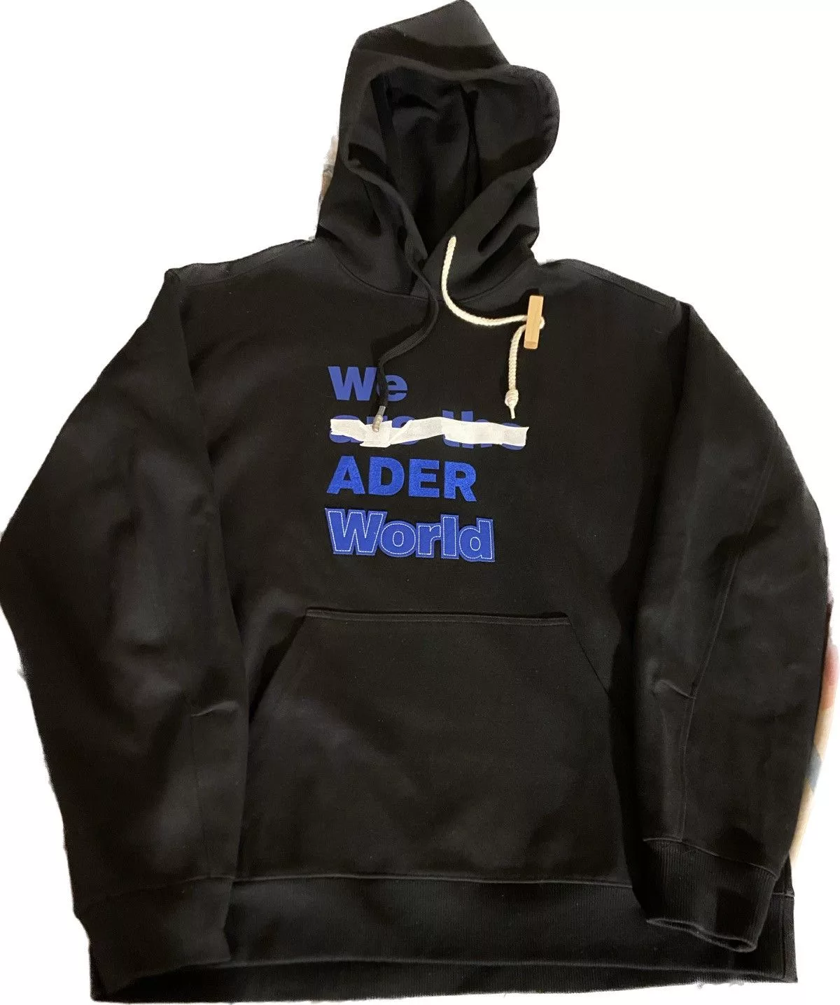 Ader Error Sweatshirts Hoodies Ader Error slogan print Hoodie Black
