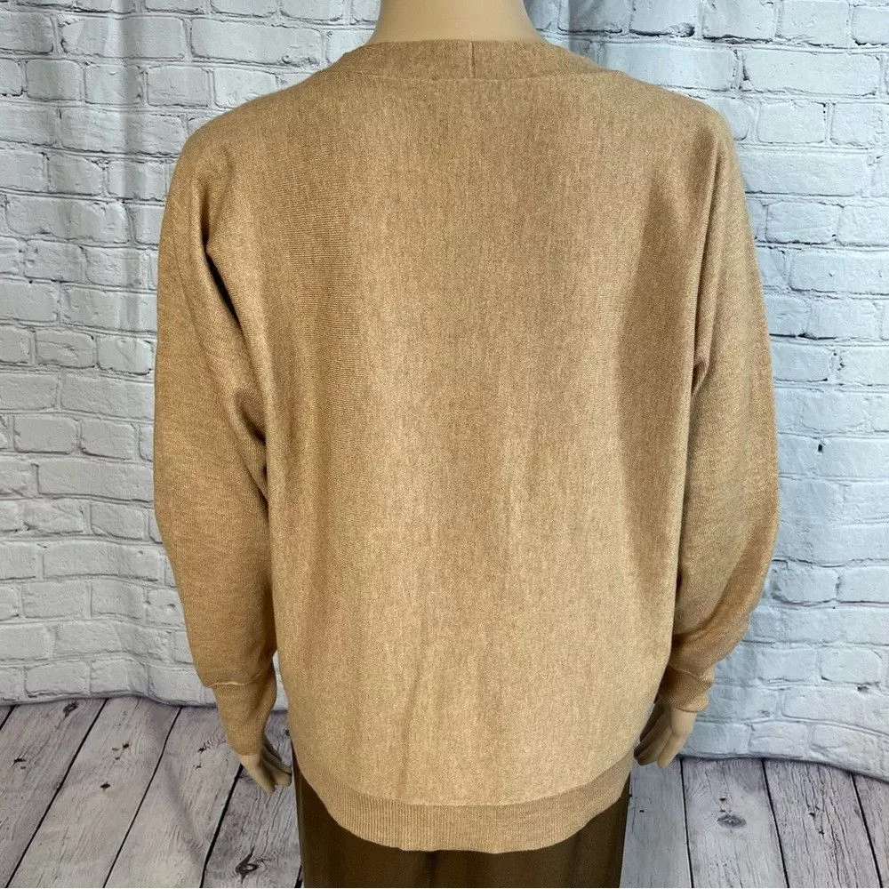 Chicos Sweaters Chicos New Chico's Caviar Bead V-Neck Pullover Tan Sweater Size 1 Brown