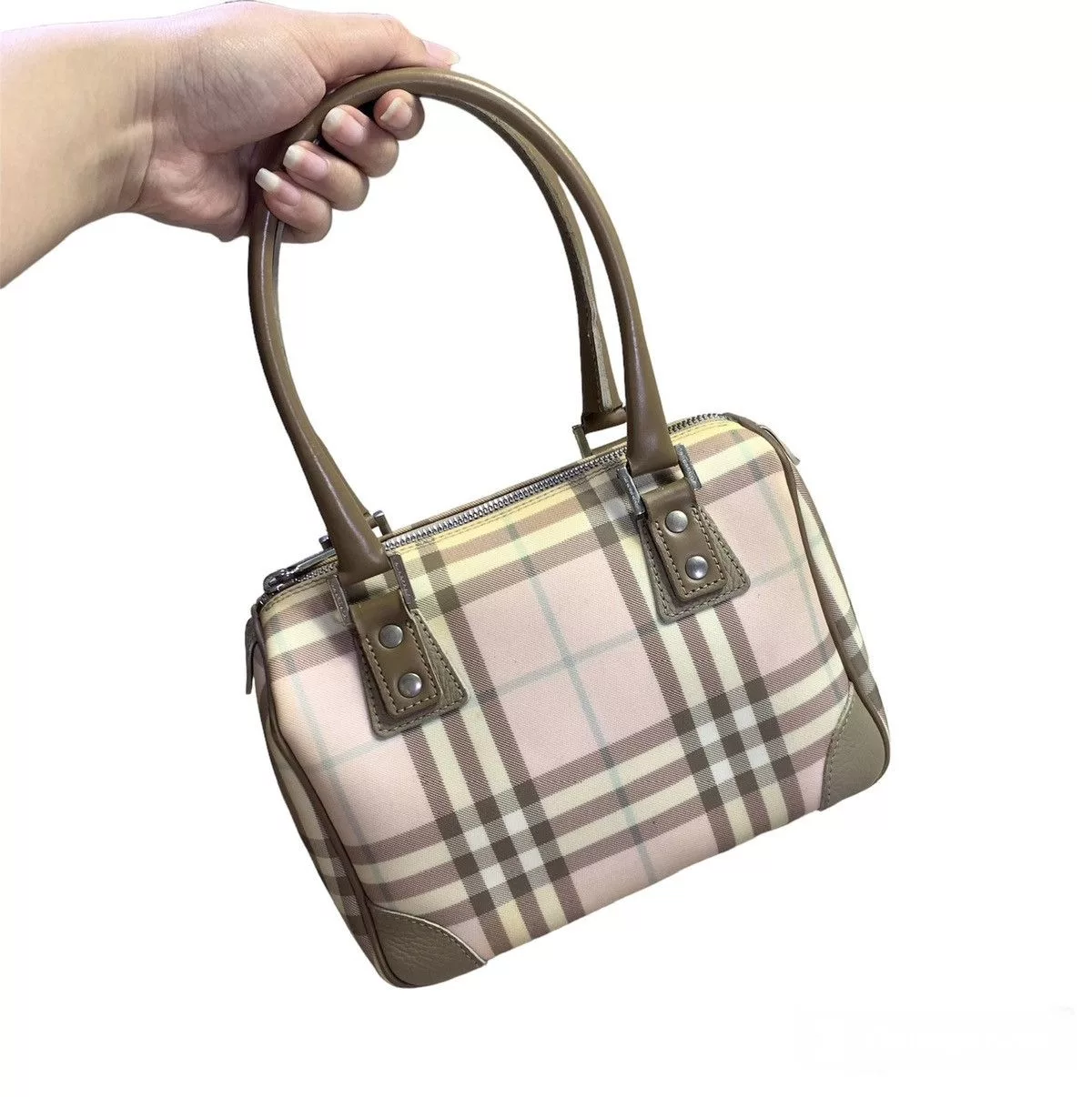 Burberry Handle Bags Burberry × Designer × Vintage Vintage Burberry Check Handbag Pink