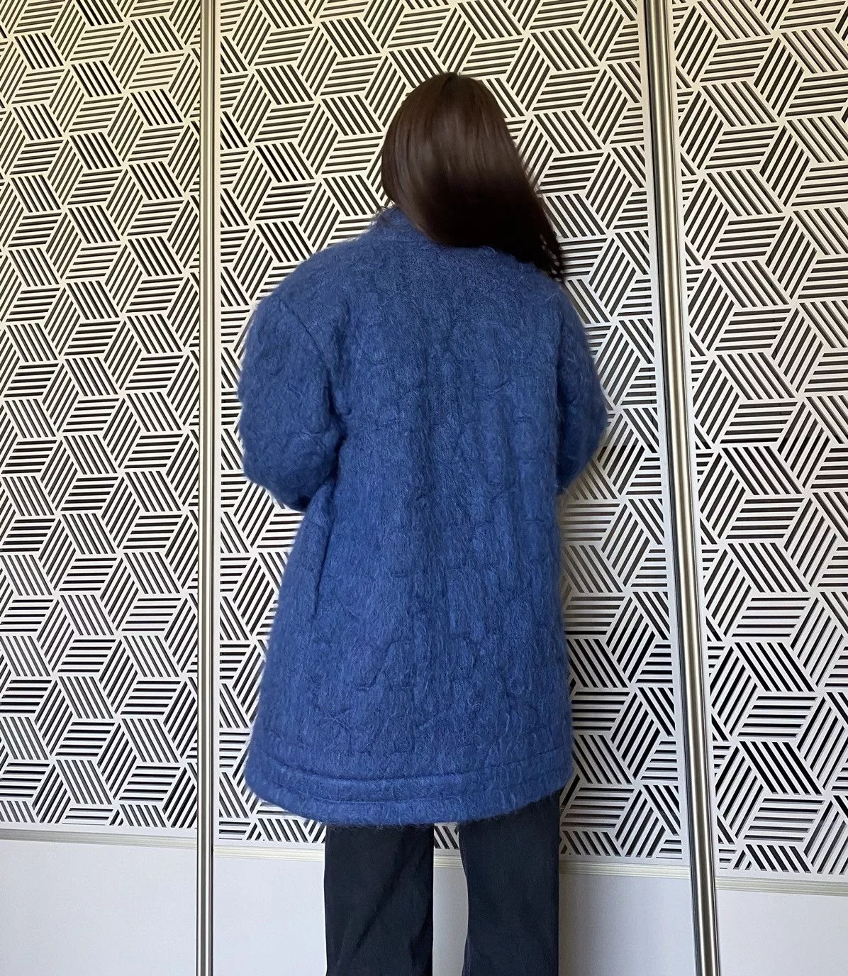 Yves Saint Laurent Fur Faux Fur Yves Saint Laurent Saint Laurent Rive Gauche Mohair Coat Quilted Blue Luxury