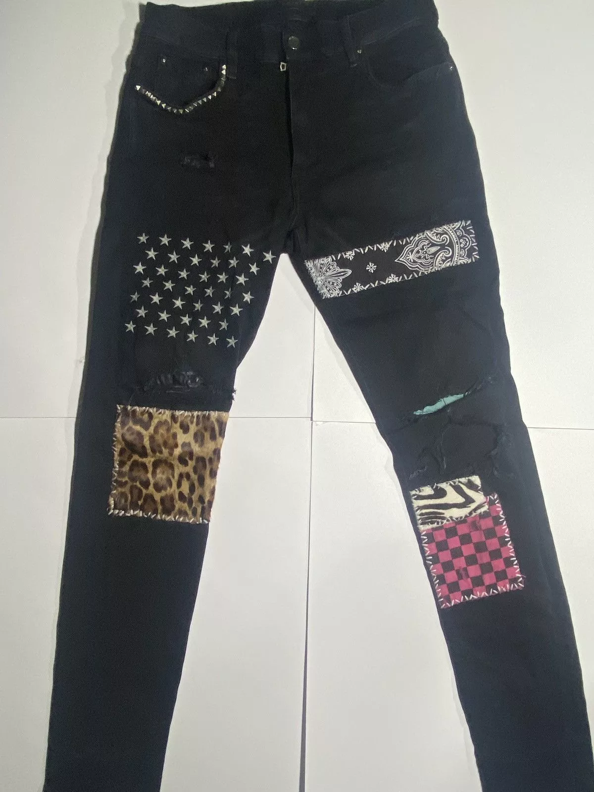 Amiri Denim Amiri Animal Leopard Jeans Black