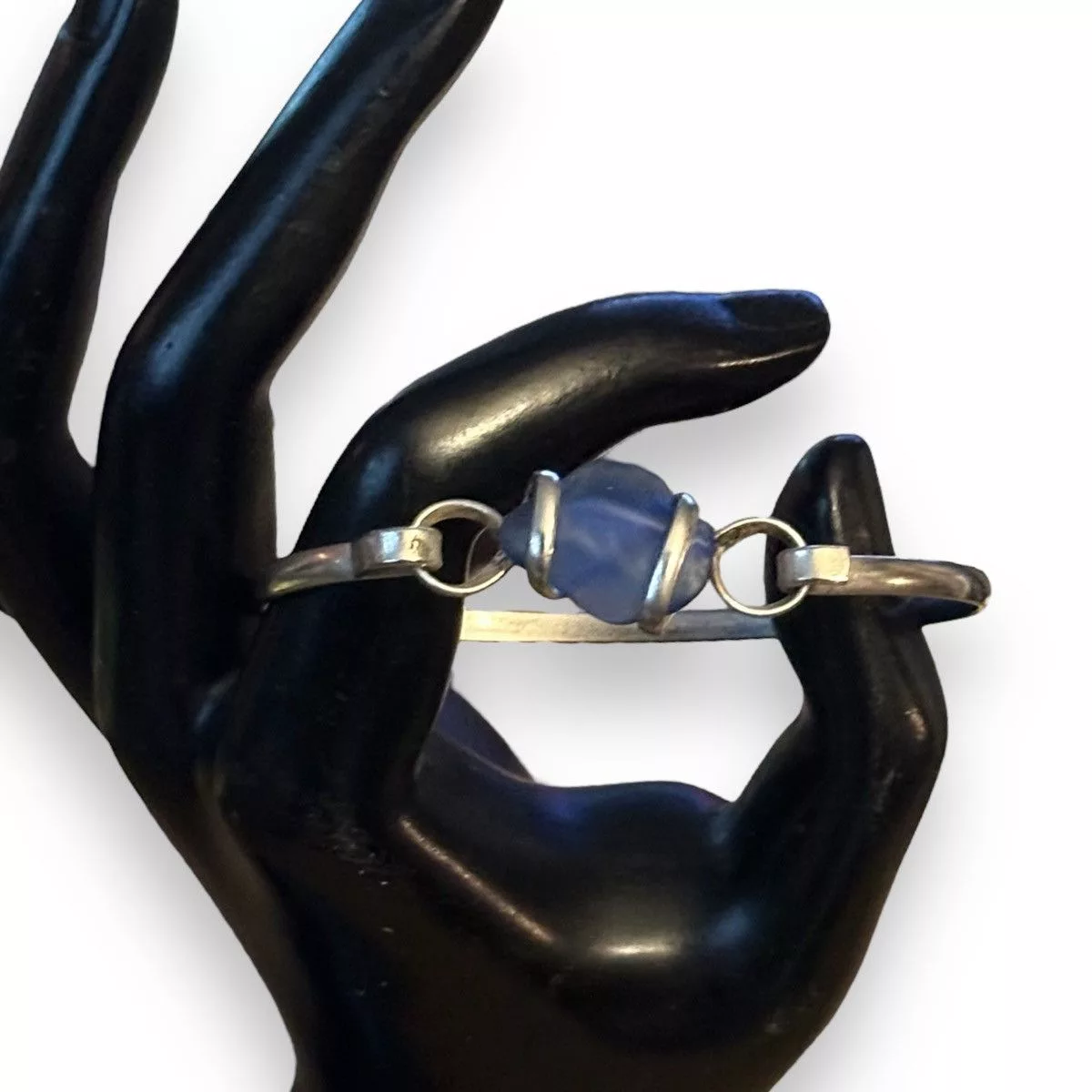 Other Bracelets Other Blue sea glass bangle bracelet Silver