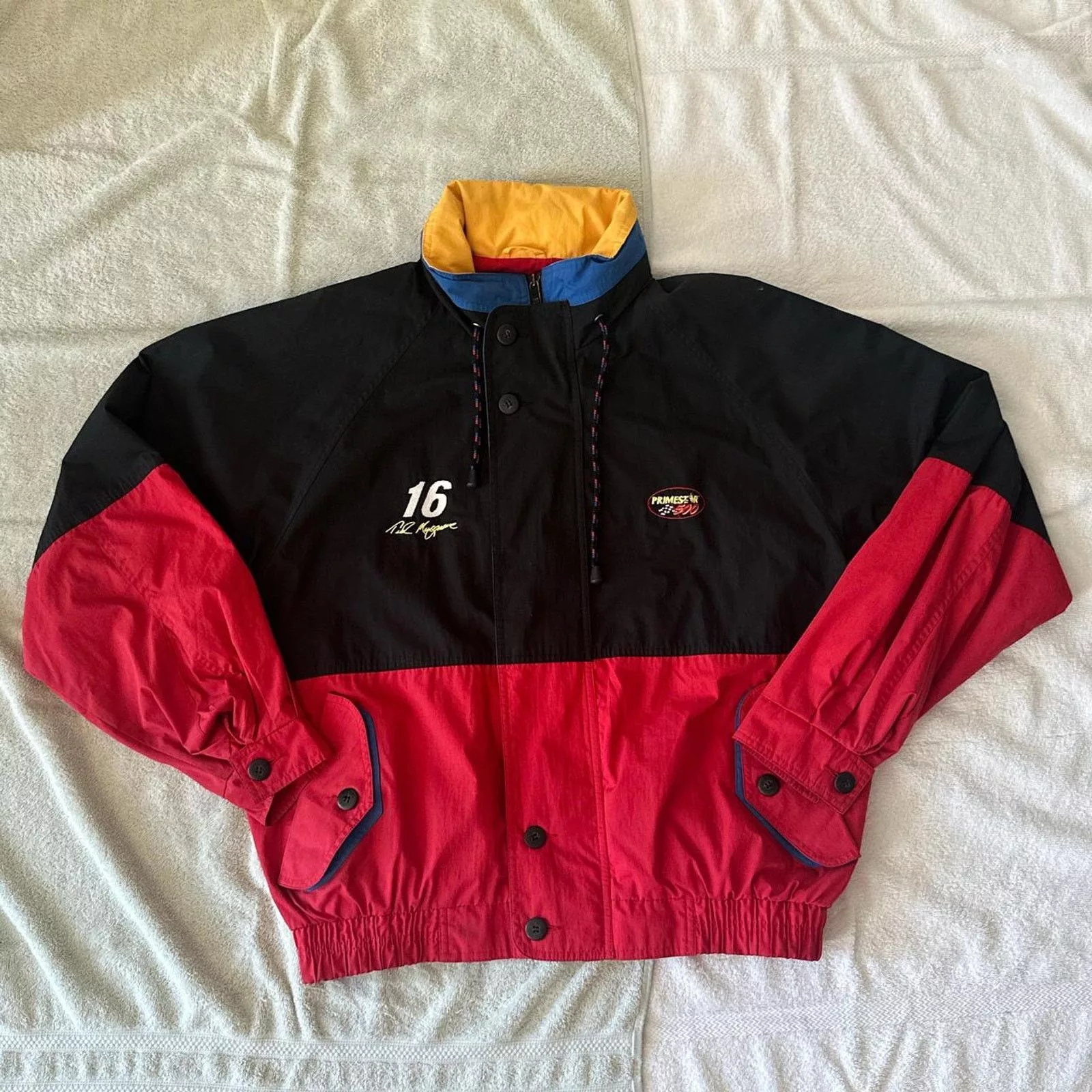 NASCAR Light Jackets Vintage 90s NASCAR Primestar 500 Racing Jacket Size L Black