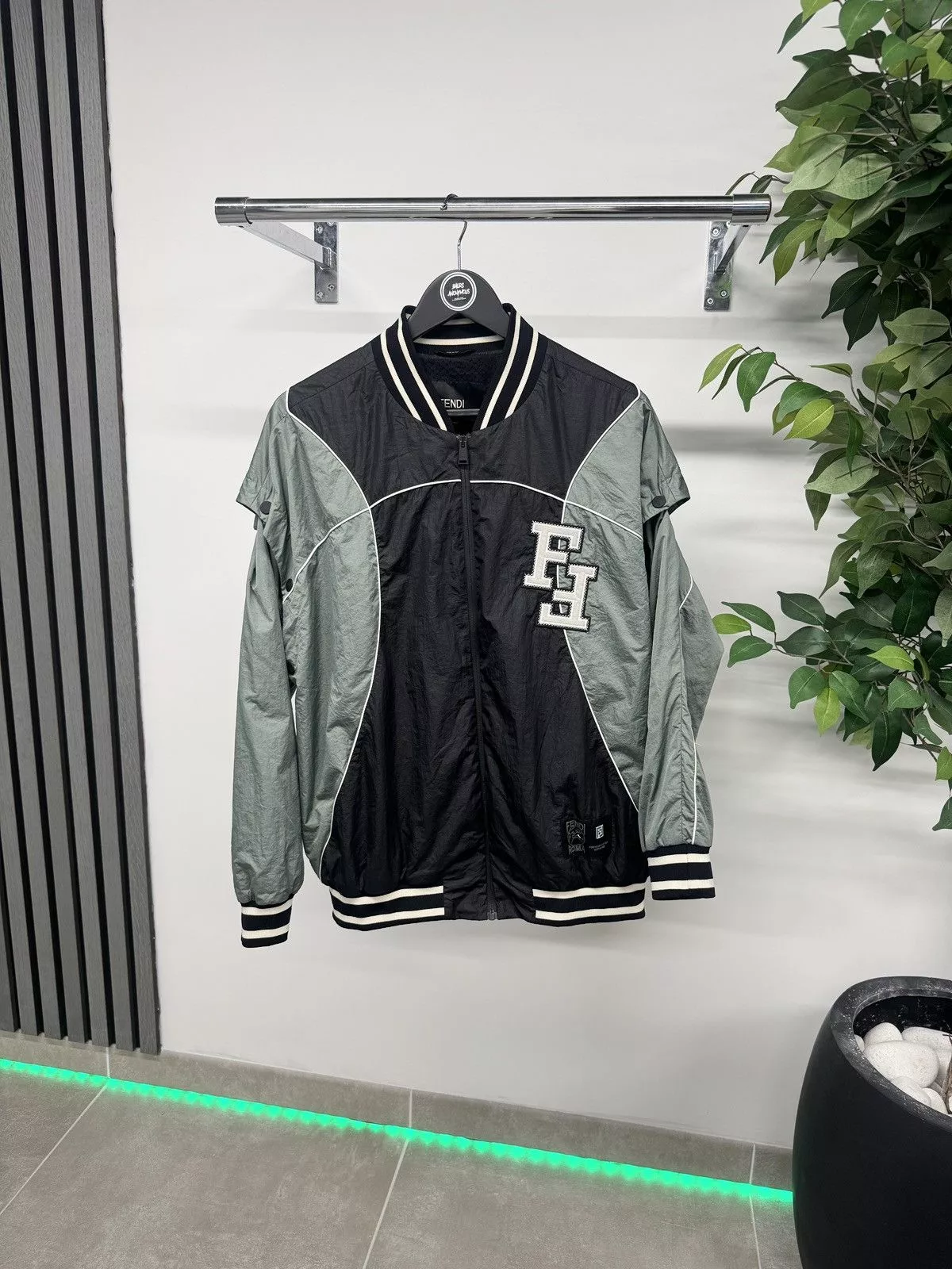 Fendi Light Jackets Fendi Sports Windbreaker Track Jacket Black Green RRP £1650 Luxury