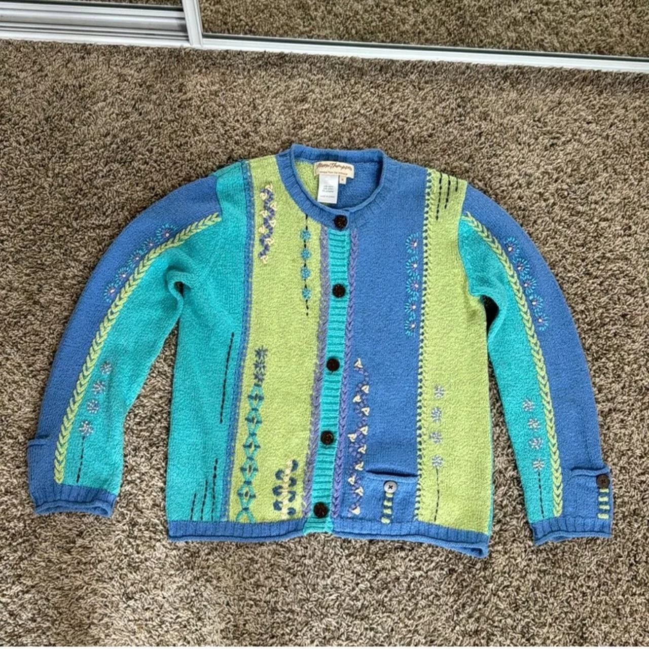 Vintage Sweaters Vintage Adorable Button Down Sweater Blue