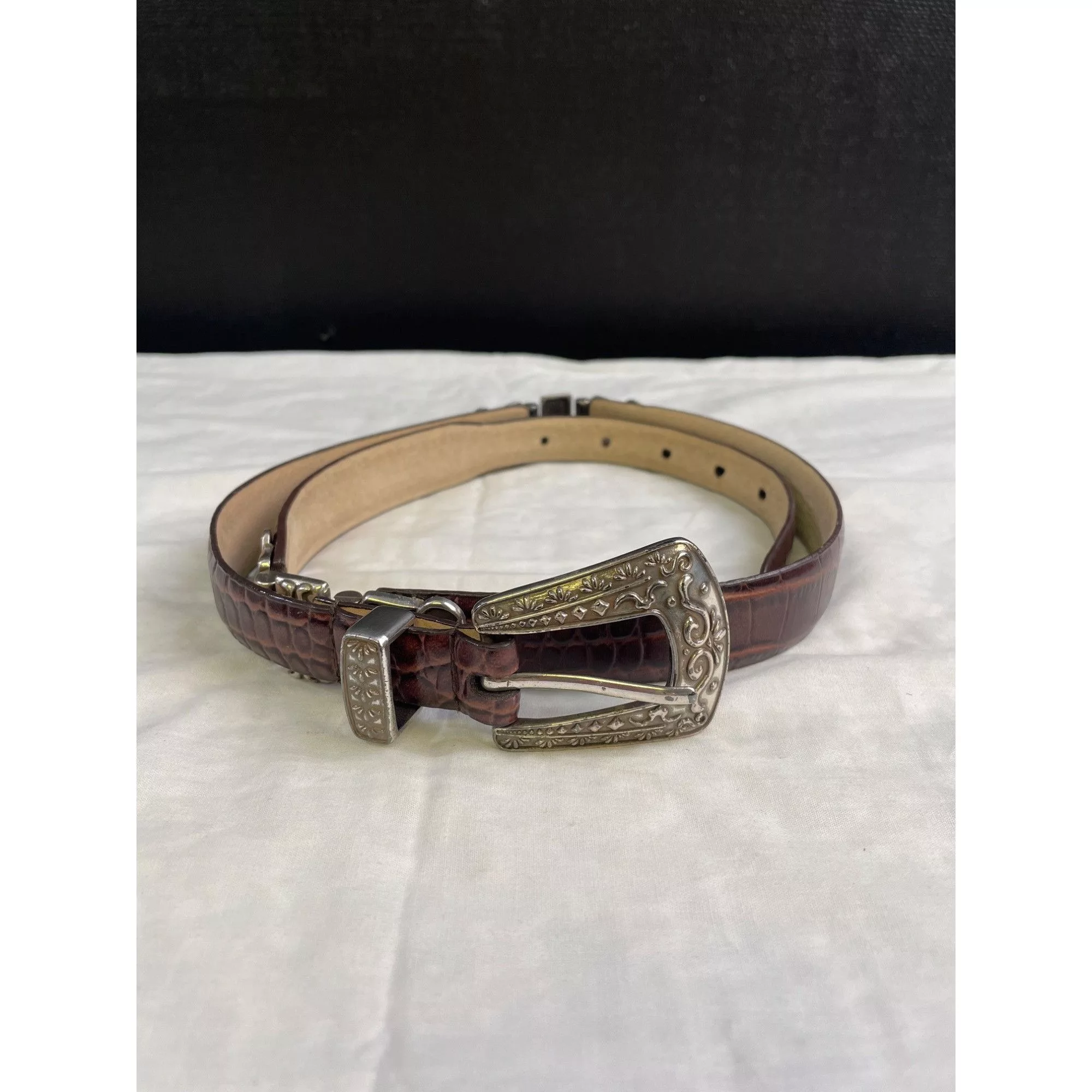 Other Belts Other Lake Shore Drive Women's Western Brown Leather Silver Buckle