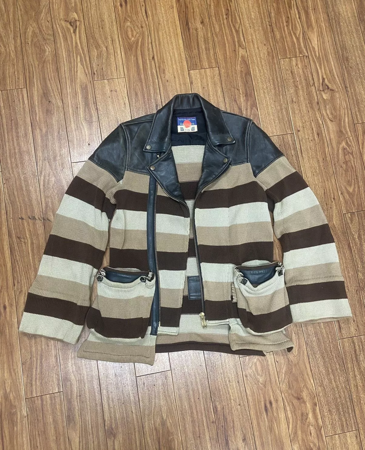 Blackmeans Leather Jackets Blackmeans 2012 Knitted Riders Jacket Brown
