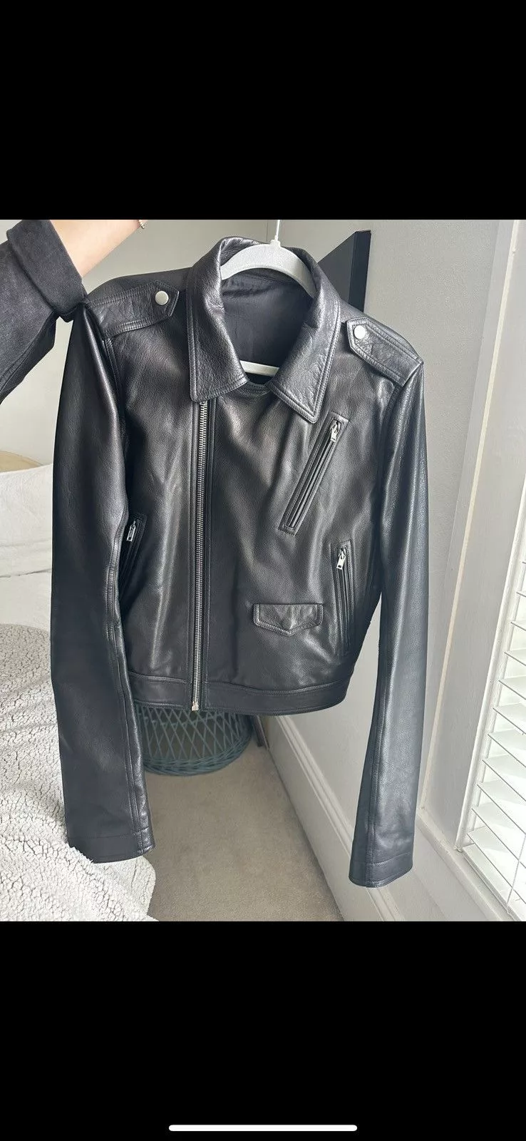Rick Owens Leather Jackets Rick Owens SS18 DIRT CROPPED STOOGES LEATHER JACKET Black