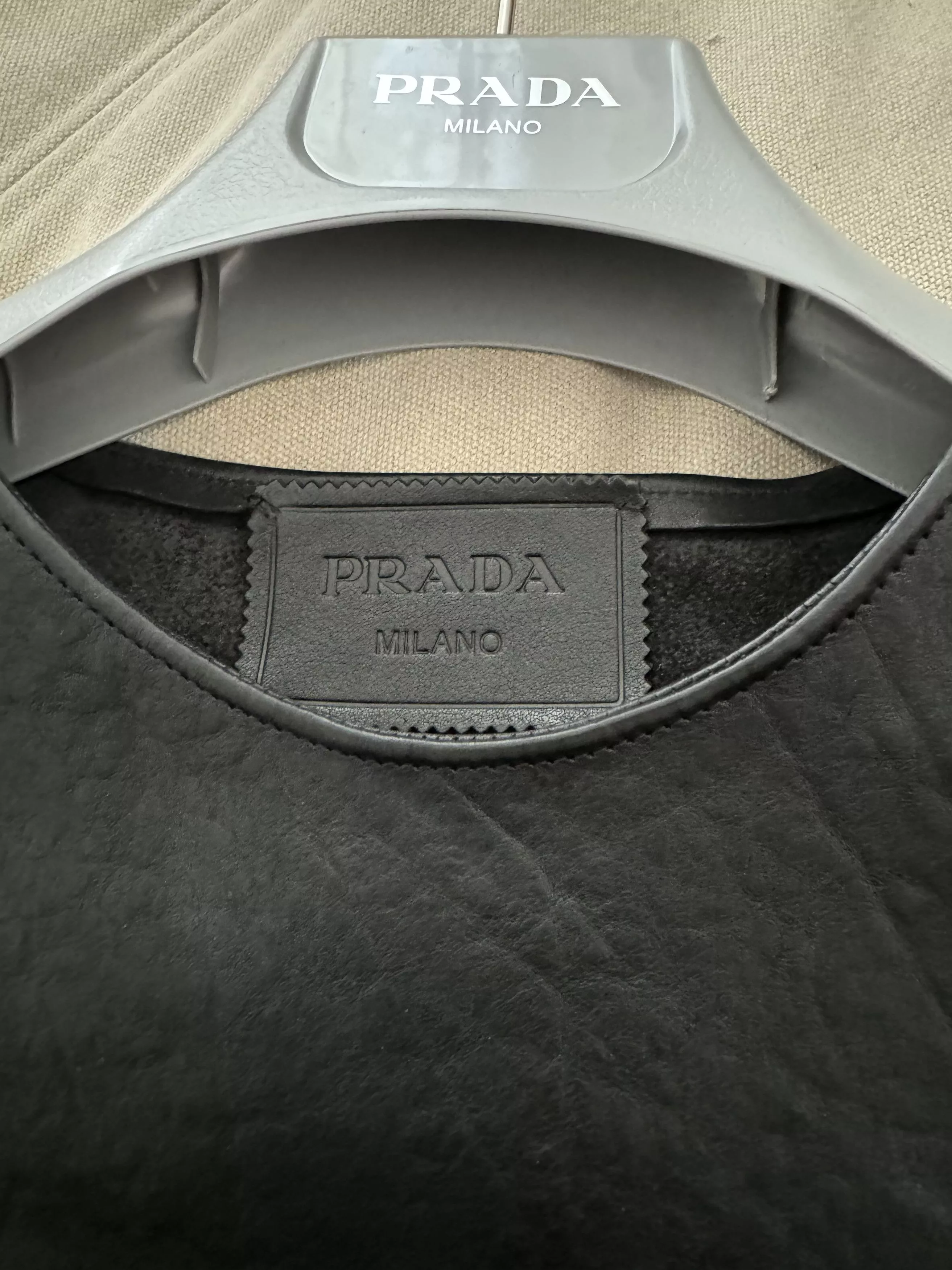 Prada Vests PRADA VITELLO LEATHER VEST Gray