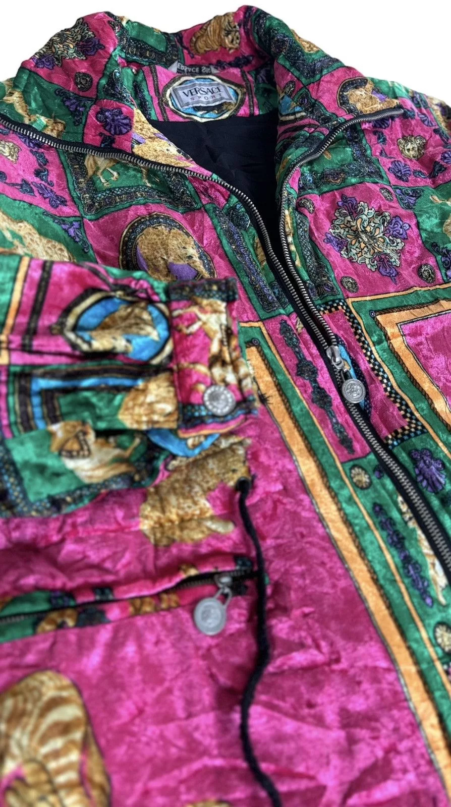 Versace Heavy Coats Versace × Vintage Vintage VERSACE DOWN JACKET Pink