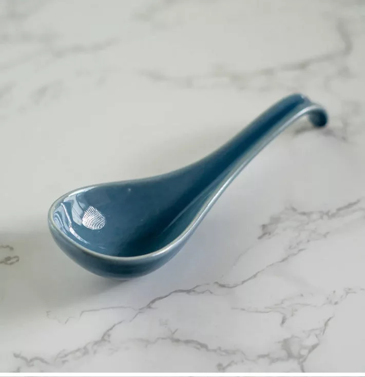 Porcelain Soup Spoon Blue