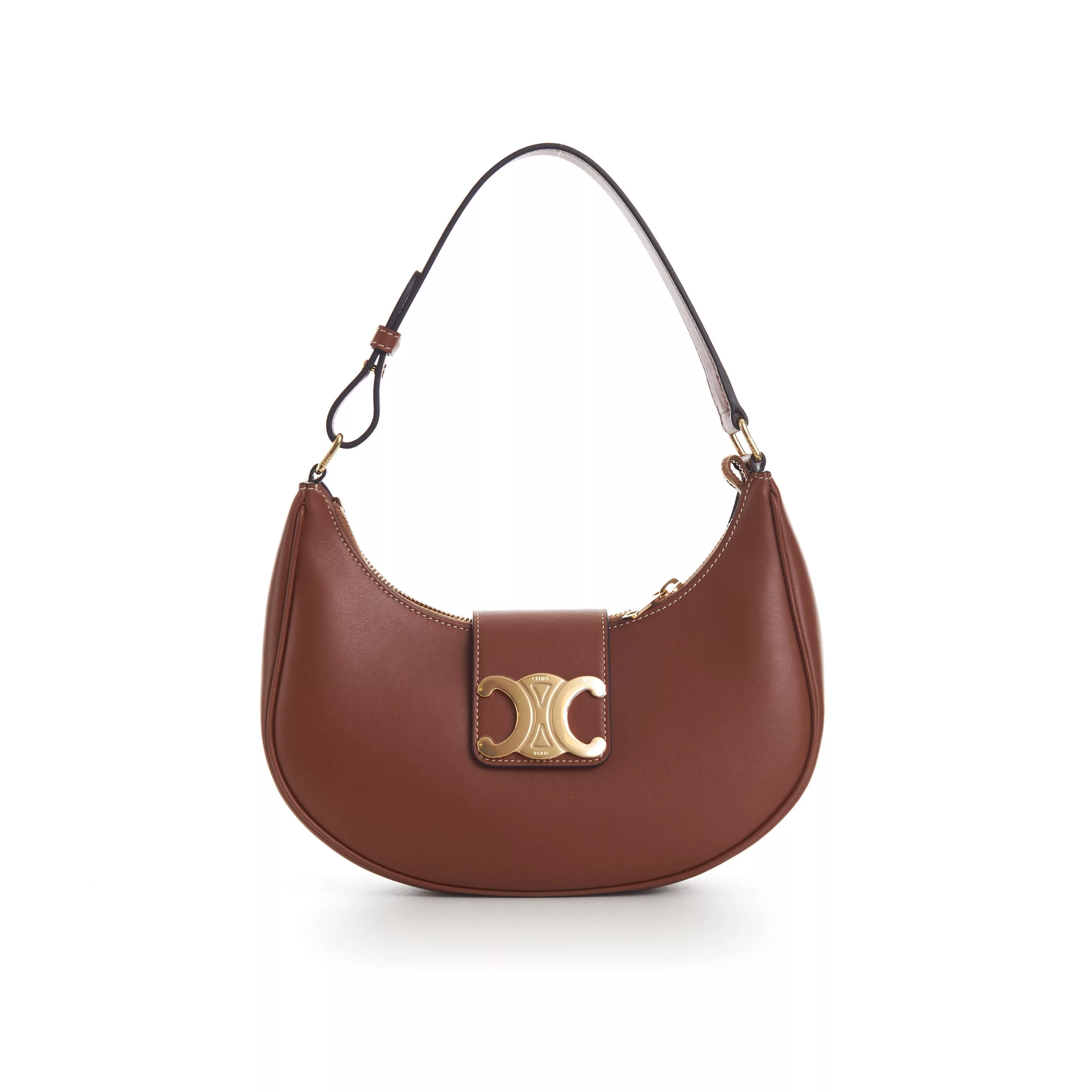 Celine Shoulder Bags Celine Medium AVA Triomphe Bag - Tan Brown Smooth Calfskin Luxury